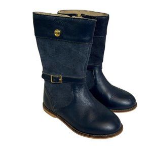 JANIE & JACK Navy Blue Suede zip up knee boots Size 24/25 EU 8/8.5US